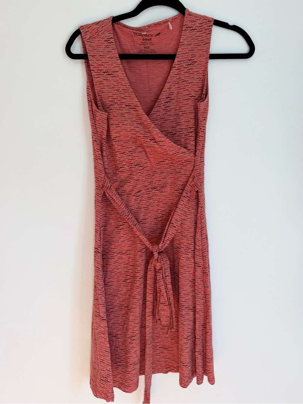 TOAD & CO small Red Faux Wrap Dress Stretch Organic Cotton